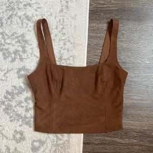 Abercrombie and Fitch brown faux suede crop top